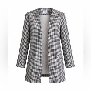 Vintage Womens Houndstooth Duster Jacket Size 16 Preppy Career Professional